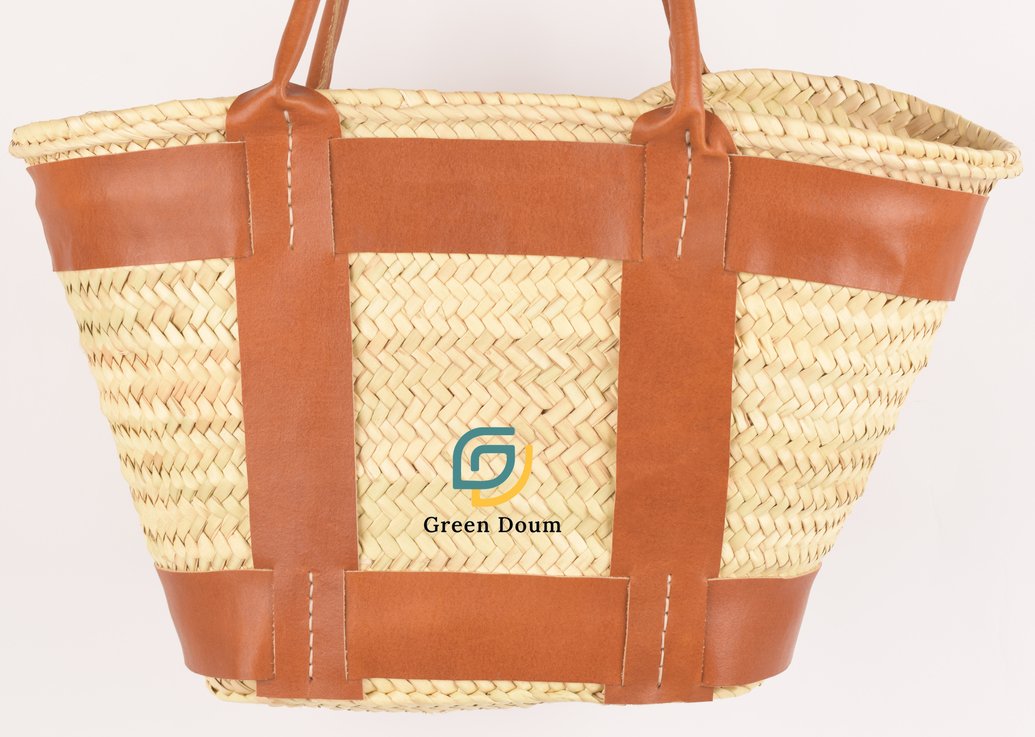 Straw tote with leather bands by Green Doum, photo 2