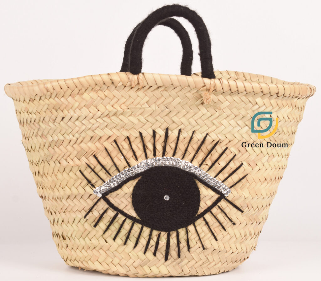 Straw basket with eye motif by Green Doum, photo 2