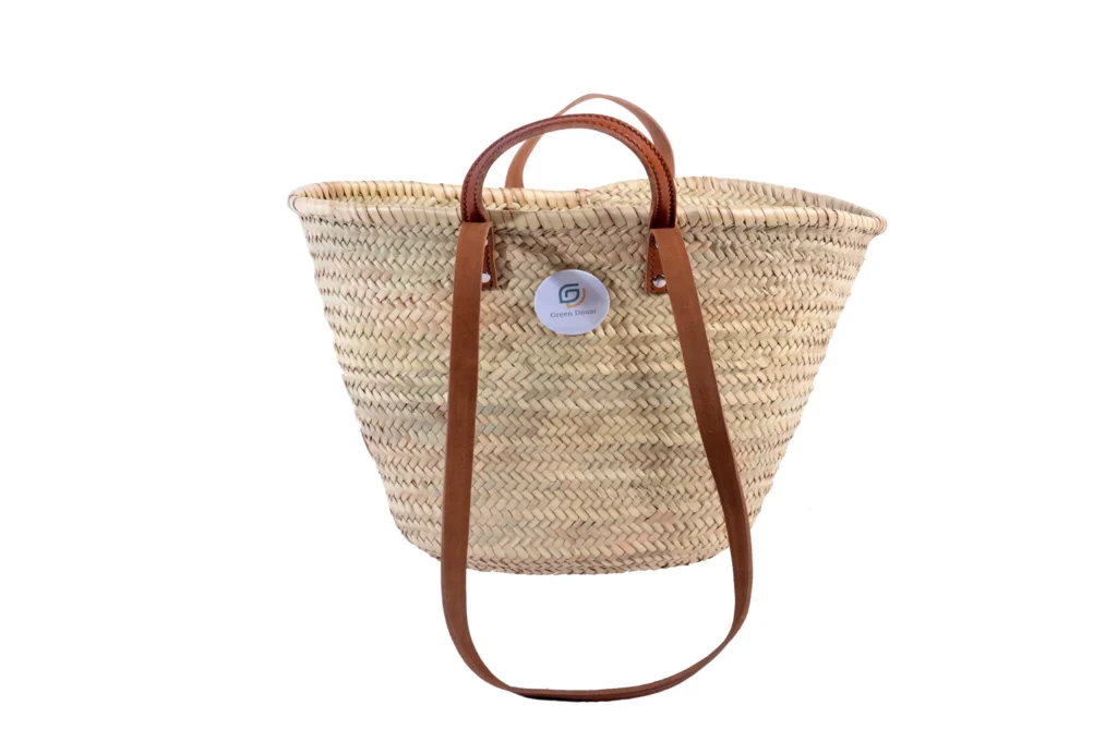 Wicker basket with leather handles by Green Doum, photo 3