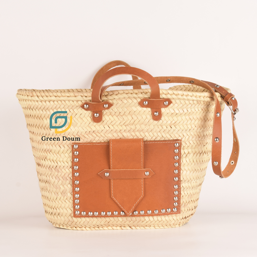Large straw bag with pocket by Green Doum, photo 3
