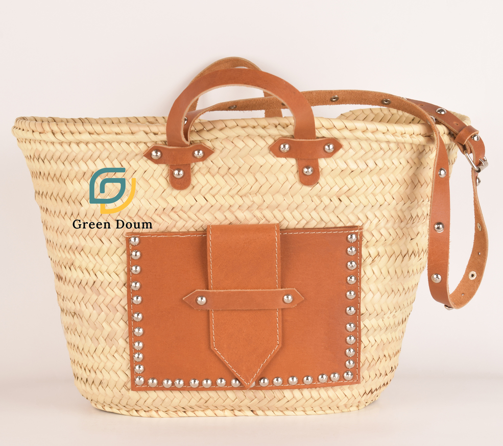 Large straw bag with pocket by Green Doum, photo 4