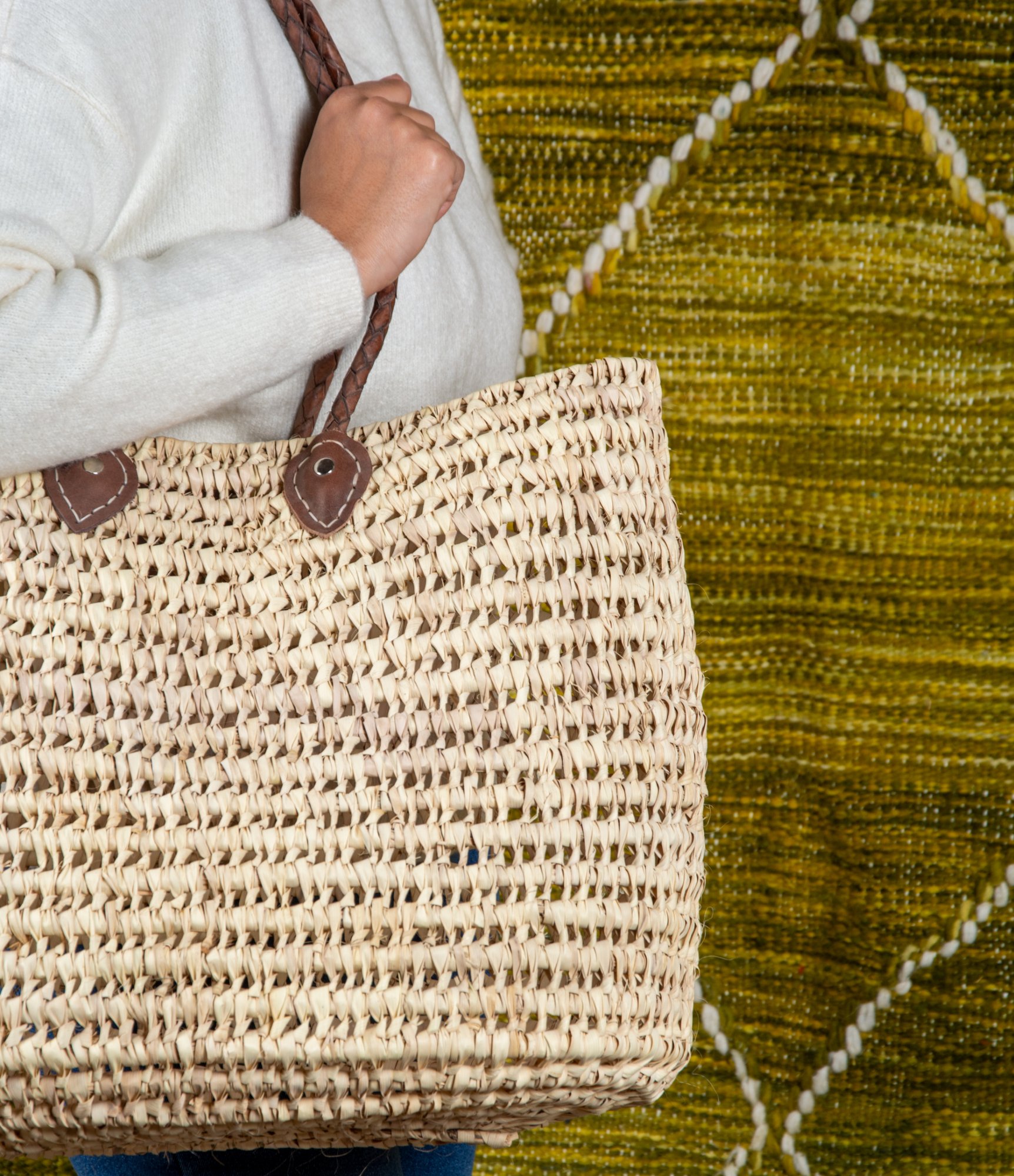 Rivers straw tote with braided handles by Green Doum, photo 2