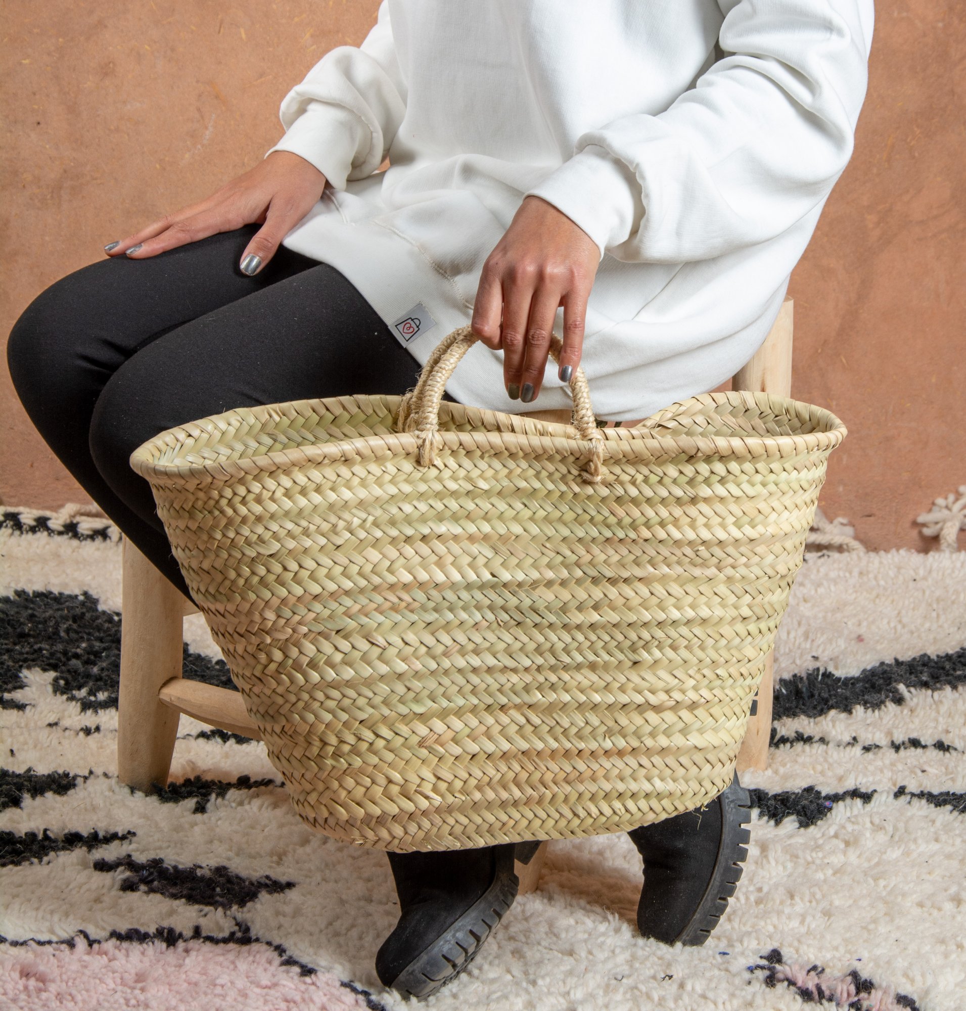 Panier en paille avec anses en sisal par Green Doum, photo 2
