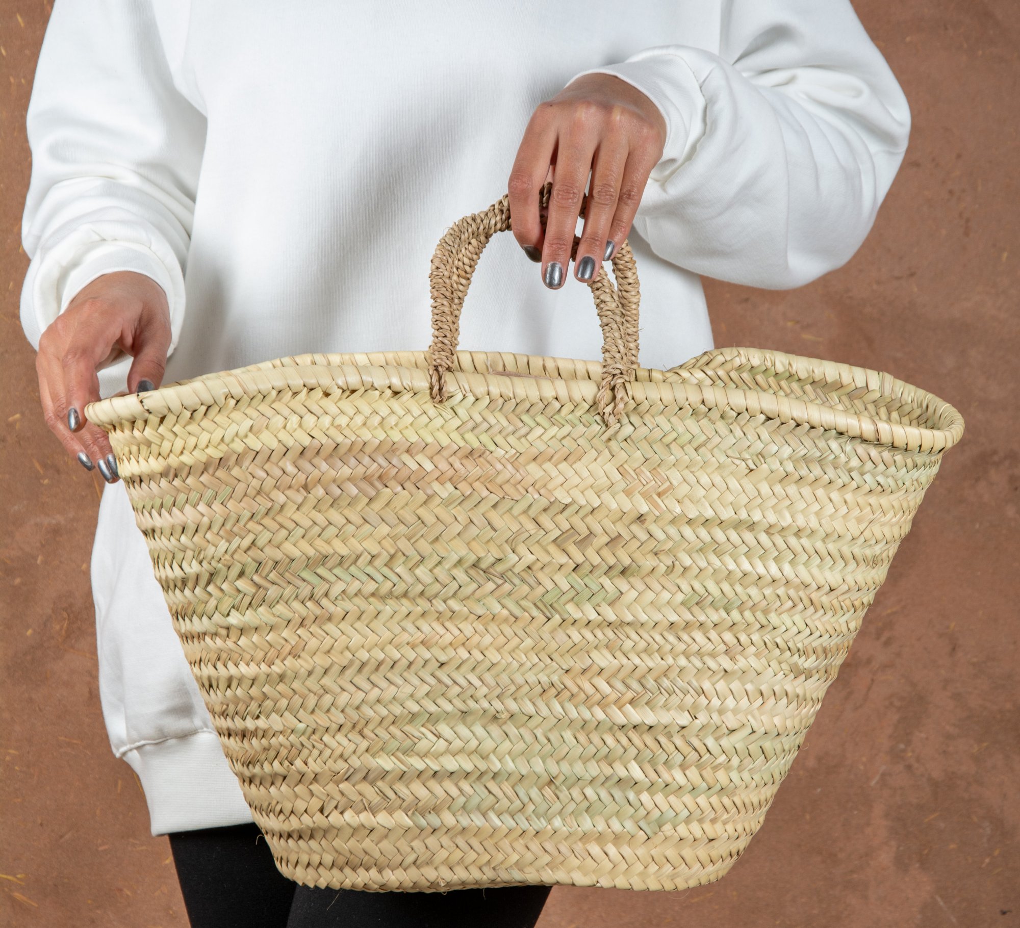 Panier en paille avec anses en palmier doum par Green Doum, photo 2
