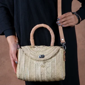 Merzouga Straw Handbag - Natural - Green Doum