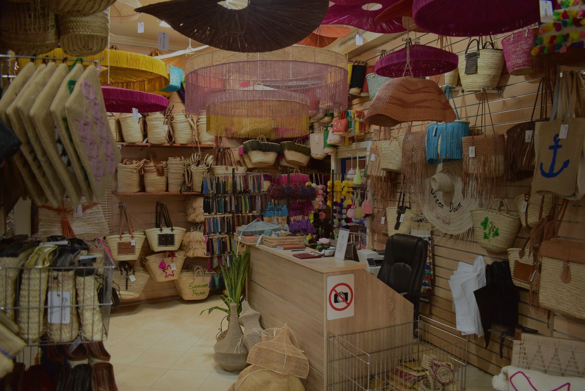 Inside the Green Doum showroom: straw baskets, woven chairs and lampshades